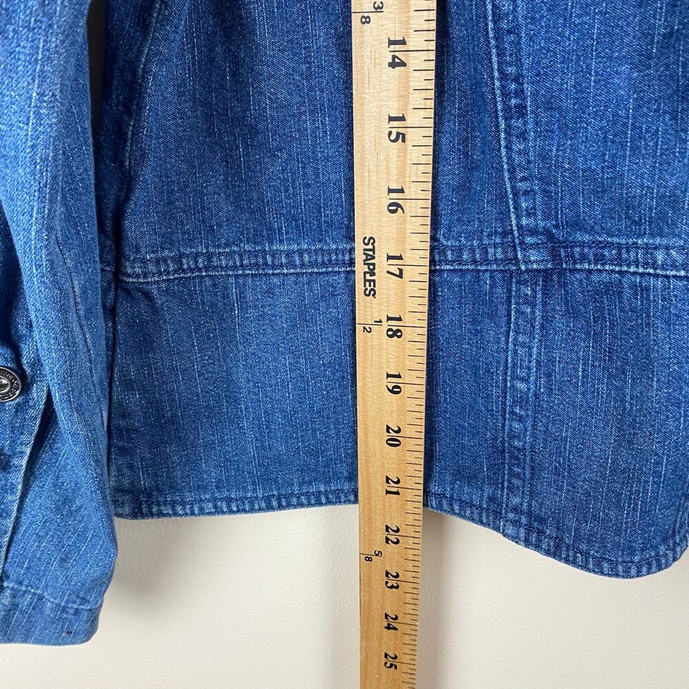 Christopher & Banks Denim Utility Jacket Womens P/M Grunge Utility Cargo Western - Picture 9 of 10